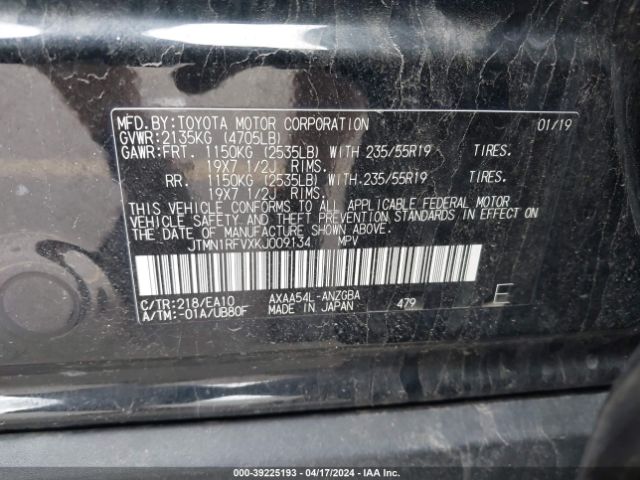 JTMN1RFVXKJ009134 Toyota Rav4 Limited