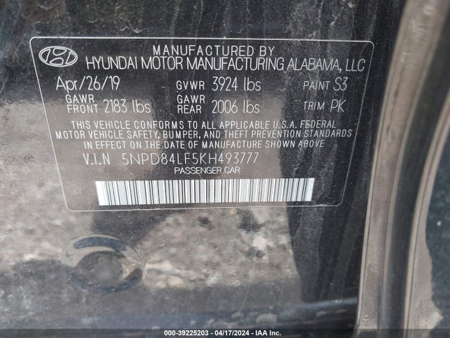 Hyundai ELANTRA SEL 2019 5NPD84LF5KH493777 Image 9