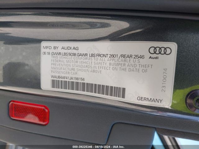 WAUB4AF41JA198156 Audi S4 3.0t Premium Plus