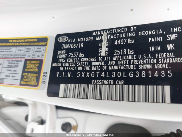 KIA Optima Lx 2020 5XXGT4L30LG381435 Image 9