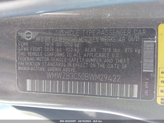 2011 MINI COOPER COUNTRYMAN WMWZB3C50BWM29422 Photo 8