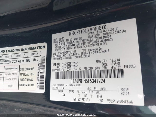 Ford Mustang Ecoboost 2015 1FA6P8TH5F5341224 Image 9