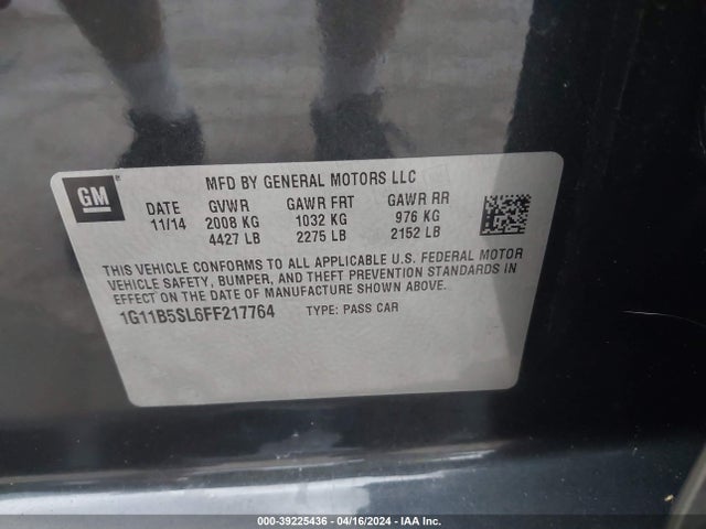 Chevrolet MALIBU LS 2015 1G11B5SL6FF217764 Image 9