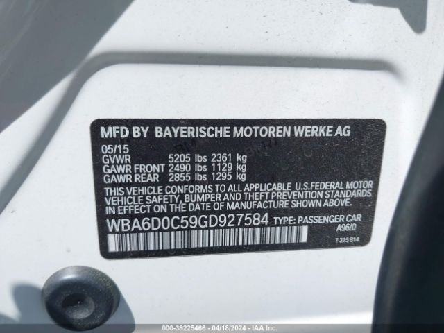 WBA6D0C59GD927584 BMW 640i Gran Coupe