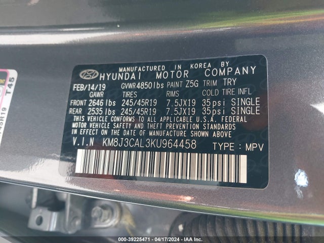 Hyundai Tucson Night 2019 KM8J3CAL3KU964458 Image 9