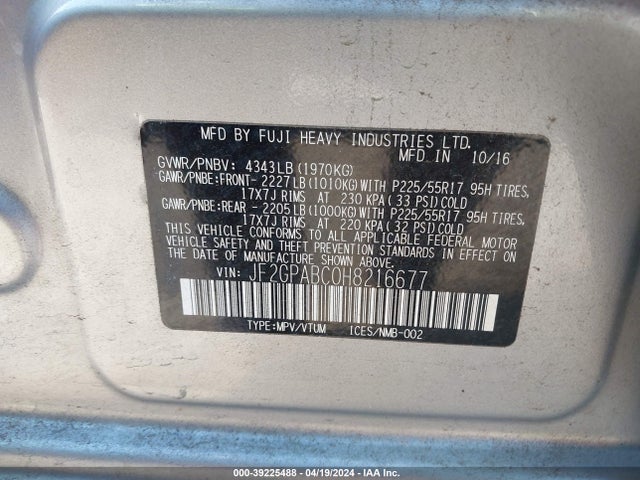 Subaru Crosstrek 2.0i Premium 2017 JF2GPABC0H8216677 Image 9