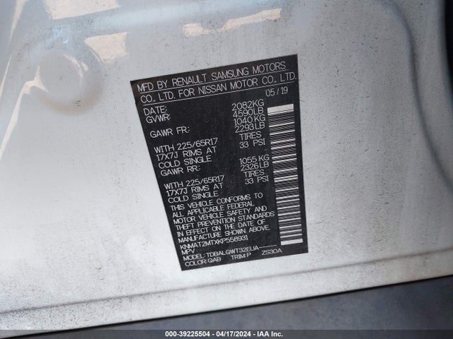 Nissan ROGUE SV 2019 KNMAT2MTXKP558931 Image 9