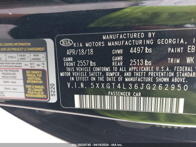 KIA Optima Lx 2018 5XXGT4L36JG262950 Image 9