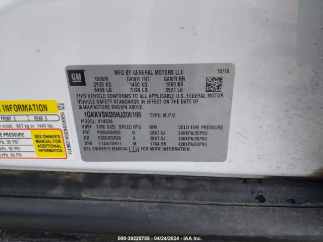 1GKKVSKD5HJ206186 GMC Acadia Limited