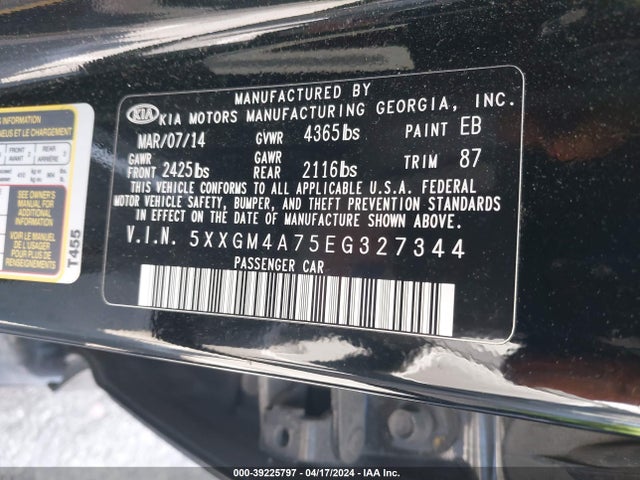 KIA Optima Lx 2014 5XXGM4A75EG327344 Image 9
