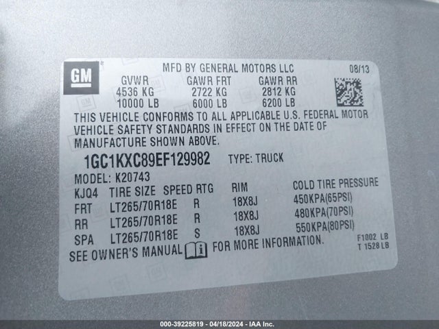 Chevrolet Silverado 2500hd Lt 2014 1GC1KXC89EF129982 Image 9