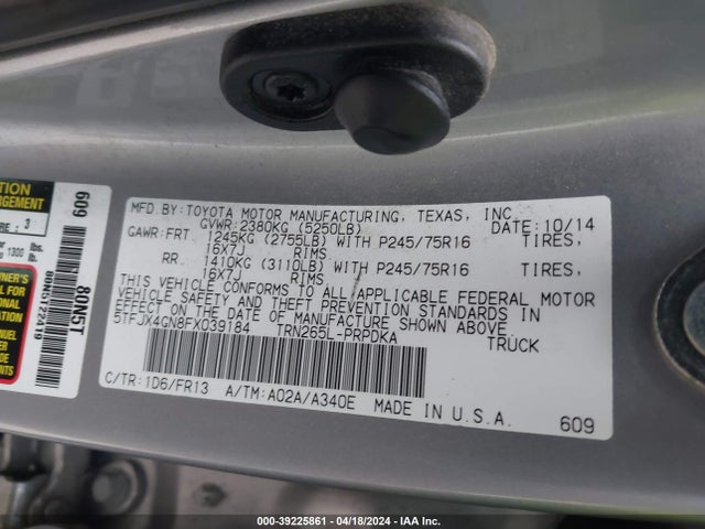 Toyota Tacoma Prerunner 2015 5TFJX4GN8FX039184 Image 9
