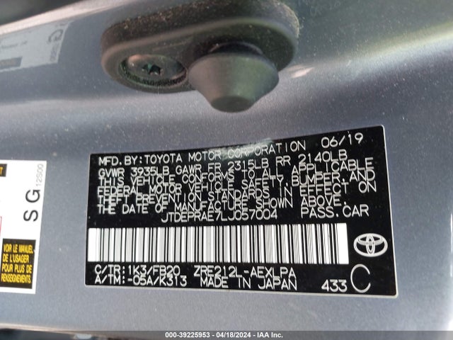 Toyota COROLLA LE 2020 JTDEPRAE7LJ057004 Image 9