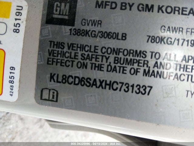 Chevrolet Spark 1lt Cvt 2017 KL8CD6SAXHC731337 Image 9