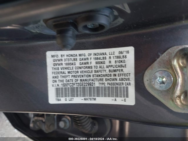 Honda CIVIC EX 2016 19XFC2F72GE229931 Image 9