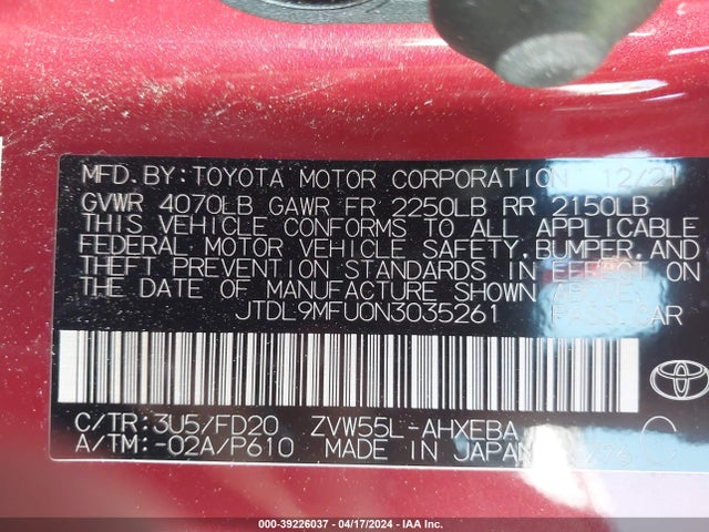 Toyota Prius Le Awd-e 2022 JTDL9MFU0N3035261 Image 9