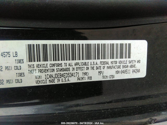 Jeep Compass Latitude 2014 1C4NJDEB4ED534171 Image 9