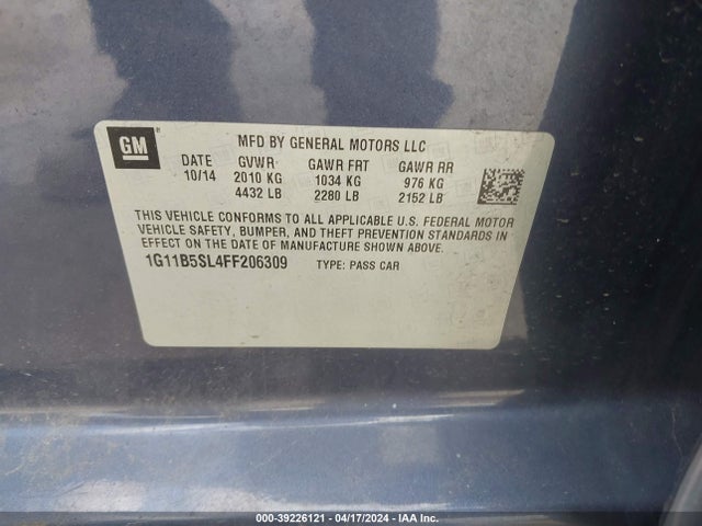 Chevrolet MALIBU LS 2015 1G11B5SL4FF206309 Image 9