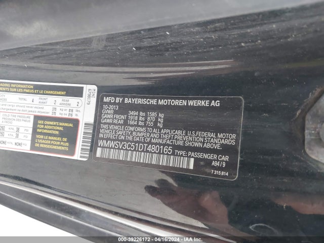 2013 MINI HARDTOP WMWSV3C51DT480165 Photo 8