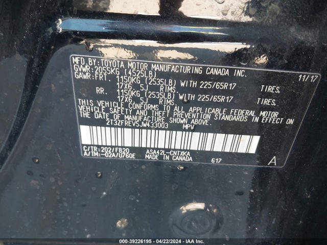 Toyota RAV4 LE 2018 2T3ZFREV5JW433003 Image 9