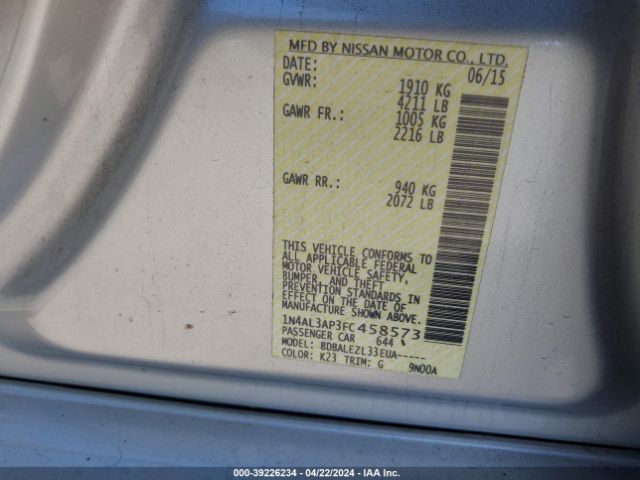 1N4AL3AP3FC458573 Nissan Altima 2.5 S
