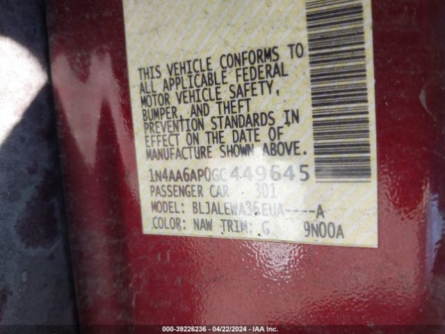 1N4AA6AP0GC449645 Nissan Maxima 3.5 Sl