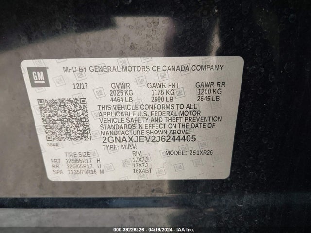 Chevrolet EQUINOX LT 2018 2GNAXJEV2J6244405 Image 9