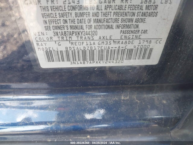 Nissan SENTRA SV 2019 3N1AB7APXKY244320 Image 9