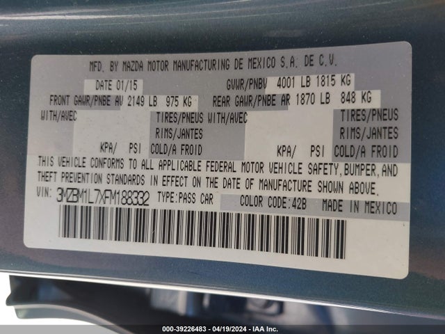 Mazda Mazda3 I Touring 2015 3MZBM1L7XFM188332 Image 9