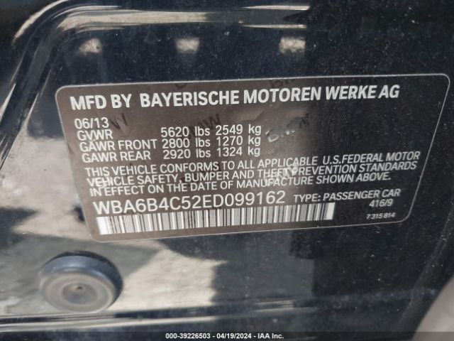 WBA6B4C52ED099162 BMW 650i Gran Coupe Xdrive