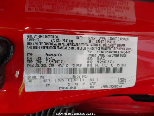 Ford FOCUS SE 2015 1FADP3K20FL348441 Image 9
