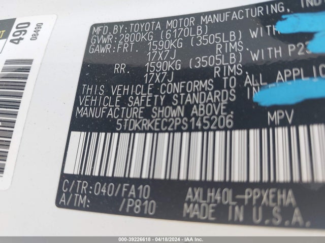 Toyota SIENNA LE 2023 5TDKRKEC2PS145206 Image 9