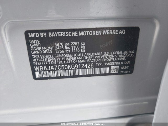 WBAJA7C50KG912426 BMW 530i Xdrive