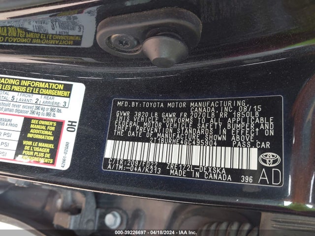Toyota Corolla S Plus 2016 2T1BURHE4GC495904 Image 9