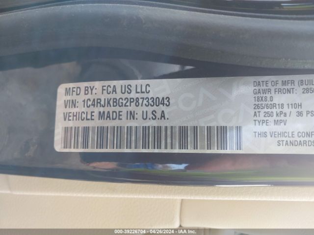 1C4RJKBG2P8733043 Jeep Grand Cherokee L Limited 4x4