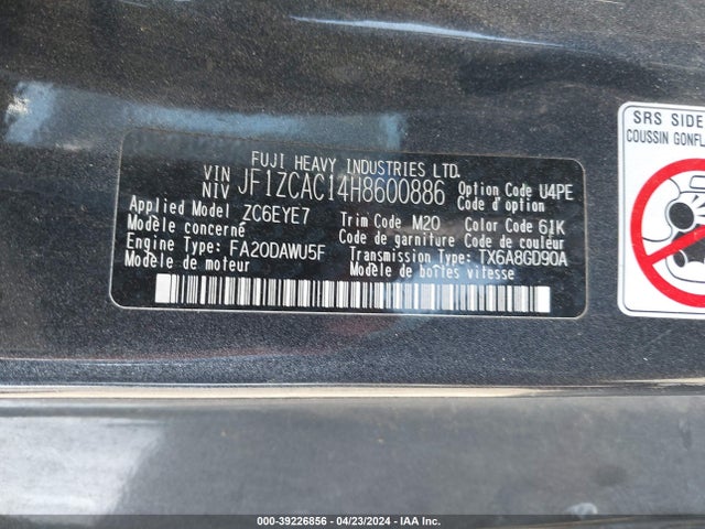 Subaru Brz Limited 2017 JF1ZCAC14H8600886 Image 9
