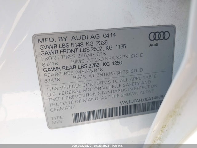 WA1UFAFL0EA149754 Audi Allroad 2.0t Premium