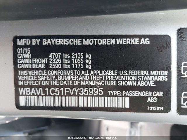 BMW X1 Xdrive28i 2015 WBAVL1C51FVY35995 Image 9