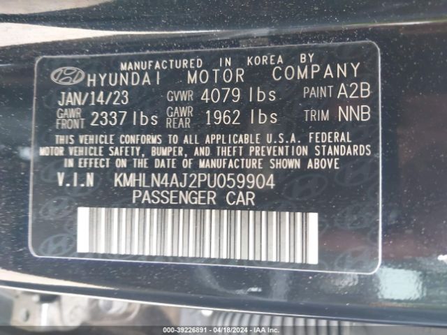 KMHLN4AJ2PU059904 Hyundai Elantra Hybrid Limited