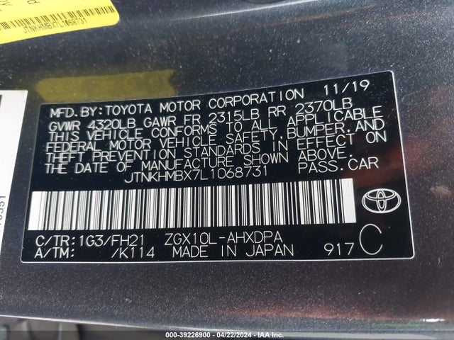Toyota C-HR LE 2020 JTNKHMBX7L1068731 Image 9