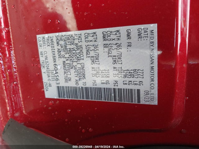 Nissan Frontier Pro-4x 4x4 2024 1N6ED1EK6RN604563 Image 9