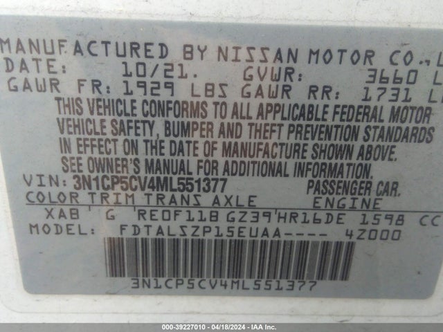 Nissan Kicks Sv Xtronic Cvt 2021 3N1CP5CV4ML551377 Image 9
