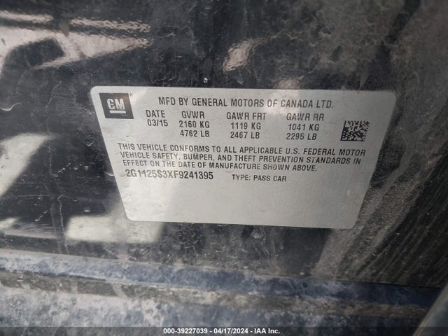 Chevrolet Impala 2lt 2015 2G1125S3XF9241395 Image 9