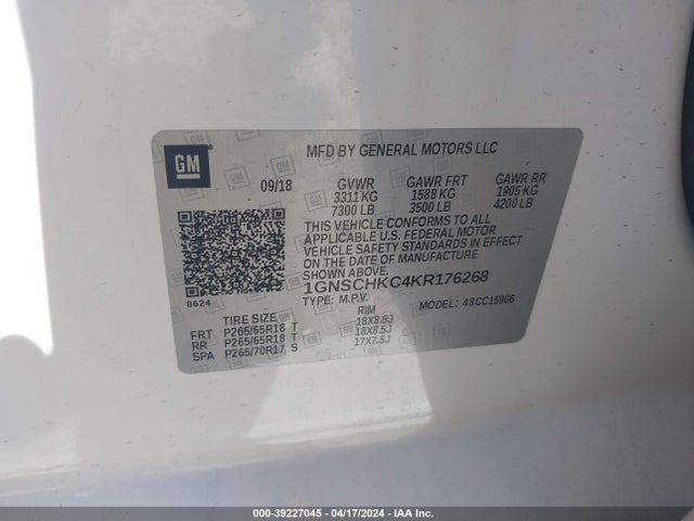 Chevrolet Suburban Lt 2019 1GNSCHKC4KR176268 Image 9