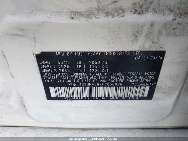 Subaru Legacy 2.5i Premium 2015 4S3BNAC67F3056928 Image 9