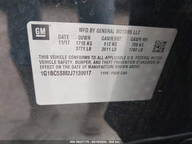 Chevrolet Cruze Ls Auto 2018 1G1BC5SM2J7139917 Image 9