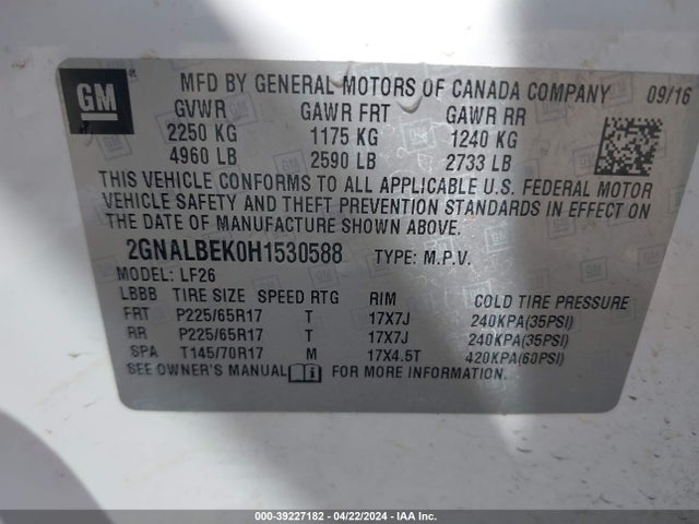 Chevrolet EQUINOX LS 2017 2GNALBEK0H1530588 Image 9