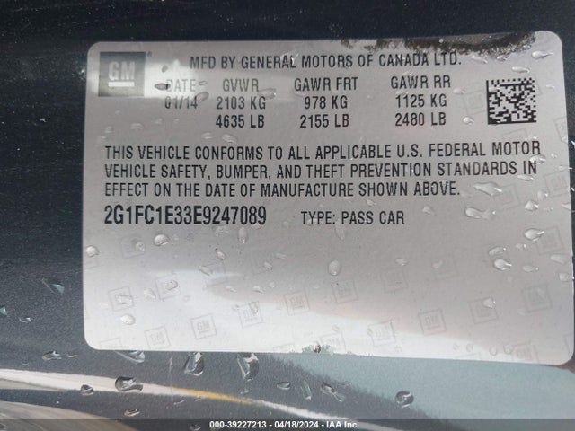 Chevrolet Camaro 2lt 2014 2G1FC1E33E9247089 Image 9
