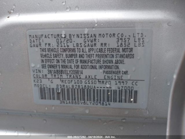 3N1AB8BV8LY209814 Nissan Sentra S Xtronic Cvt