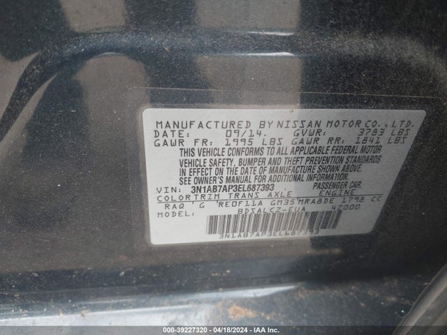 Nissan SENTRA S 2014 3N1AB7AP3EL687393 Image 9